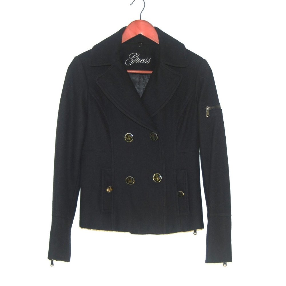 Guess Wool Blend Button Up Double Breasted Jacket… - image 1